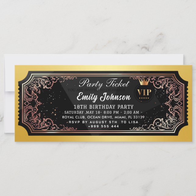 Golden  Party Ticket Invitation 2026 (Front)