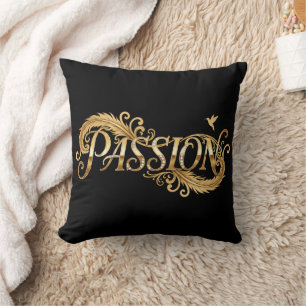 Golden Passion – Luxury Typography Inspirational D Cushion