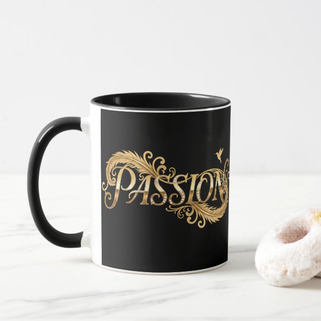 Golden Passion – Luxury Typography Inspirational D Mug (With Donut)