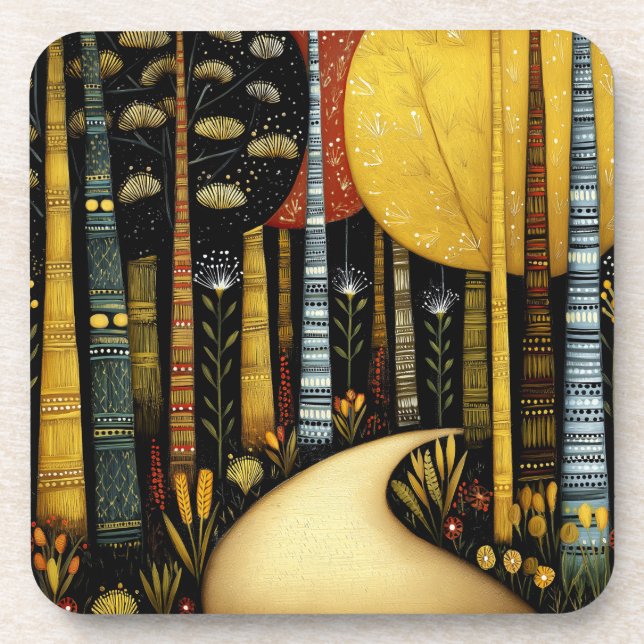GOLDEN PATH GROVE WHIMSICAL FOREST ART #1 COASTER (Front)