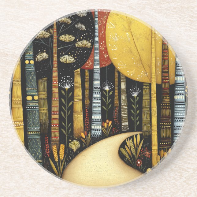 GOLDEN PATH GROVE WHIMSICAL FOREST ART #1 COASTER (Front)
