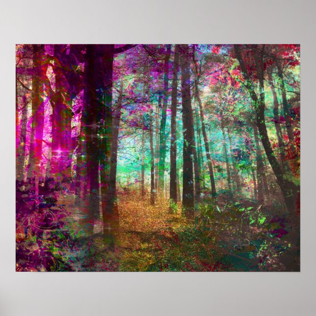 Golden Pathway Fantasy Forest Painting Poster (Front)