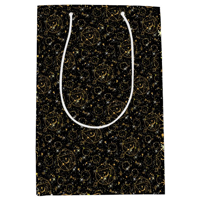 Golden Pattern 05.bw Black BG Medium Gift Bag (Front)