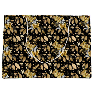 Golden Pattern 06.bw Black BG Large Gift Bag