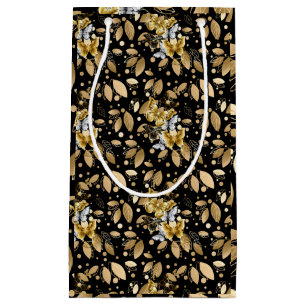 Golden Pattern 06.bw Black BG Small Gift Bag
