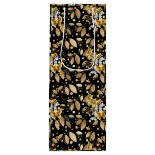 Golden Pattern 06.bw Black BG Wine Gift Bag