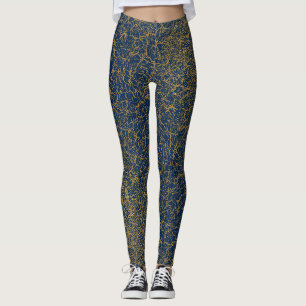Golden Pattern 09.bw Dblue BG Leggings