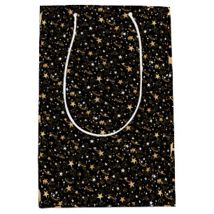 Golden Pattern 10.bw Black BG Medium Gift Bag