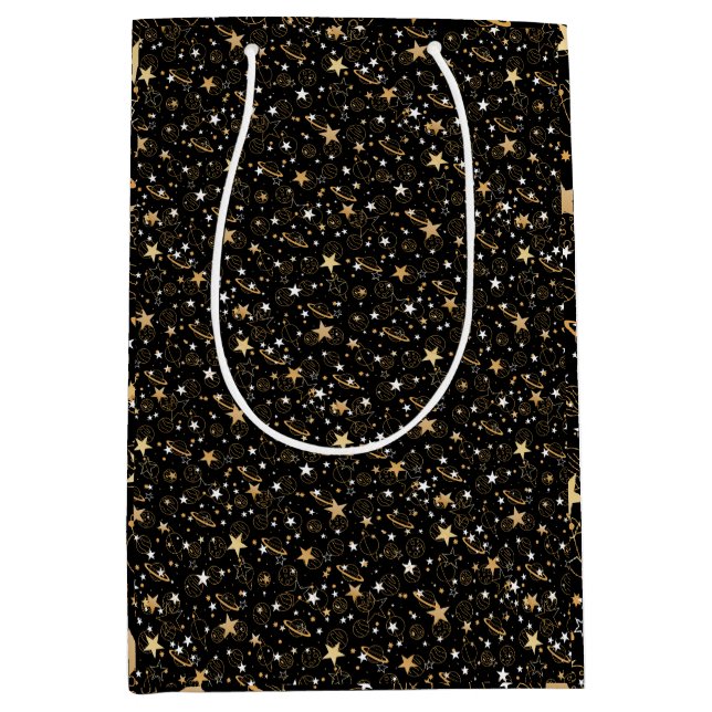 Golden Pattern 10.bw Black BG Medium Gift Bag (Front)