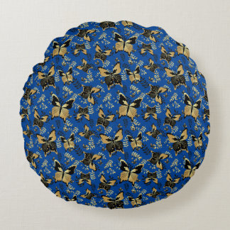 Golden pattern 15 bwx4. black BG Round Cushion