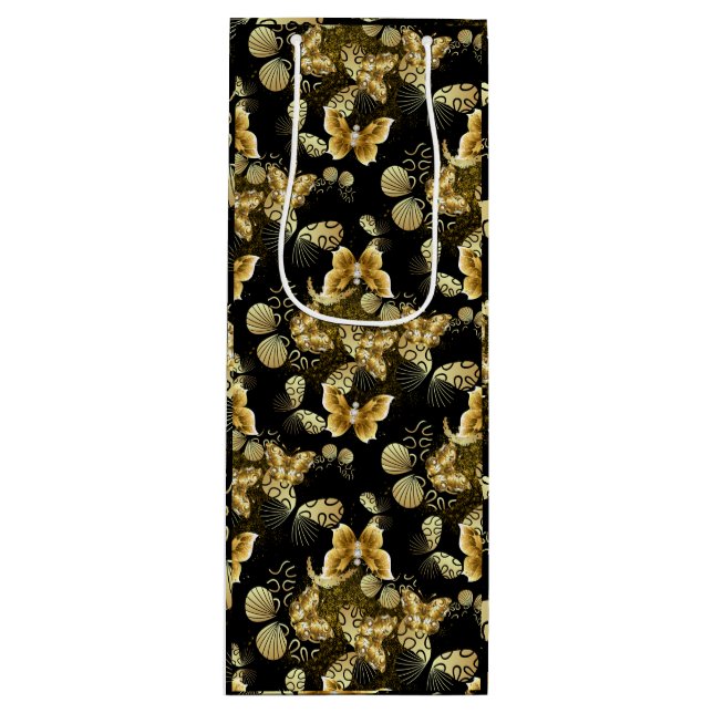 Golden Pattern 16.bwm Black BG Wine Gift Bag (Front)