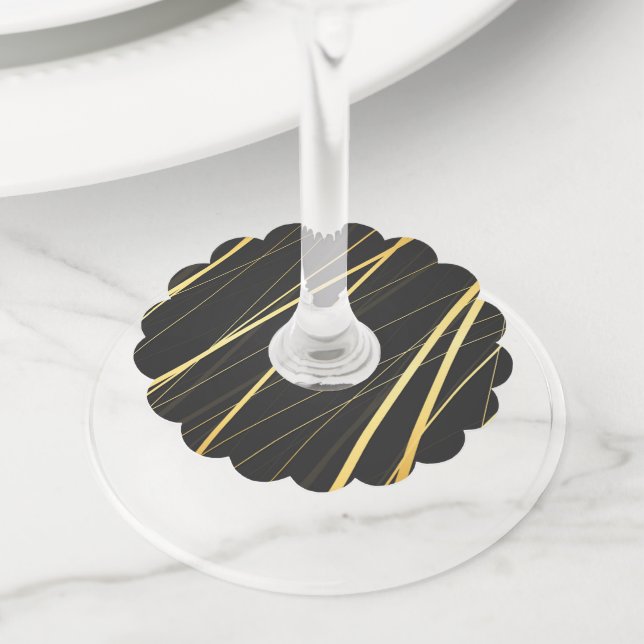 Golden Pattern 1 Wine Glass Tag (Close Up)