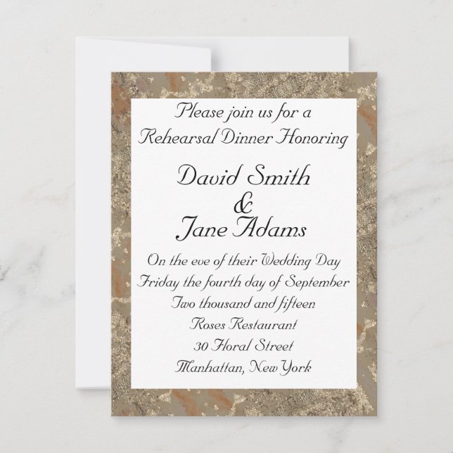 Golden pattern - wedding rehearsal dinner invitation (Front)