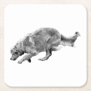Golden Pause at the Table Square Paper Coaster