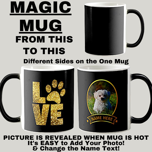 Golden Paw Love - Add Your Dog Photo & Name Here - Magic Mug (Creator Uploaded)
