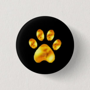 Golden Paw on Black 3 Cm Round Badge