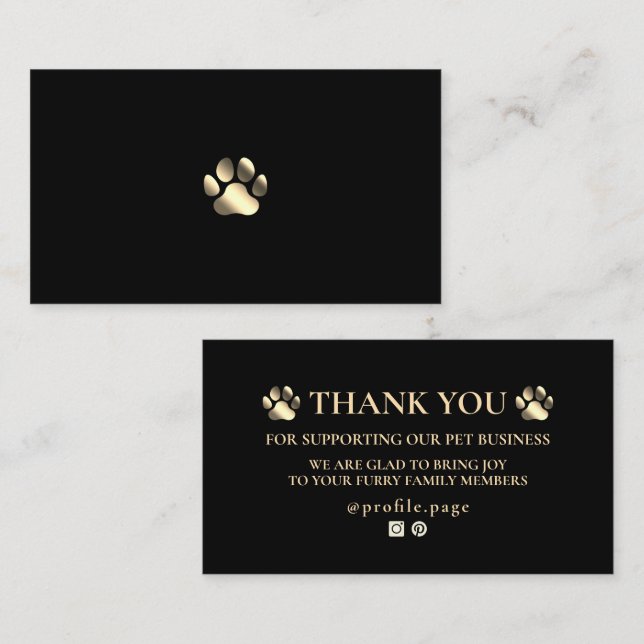 Golden paw pet Thank you Business Card (Front/Back)