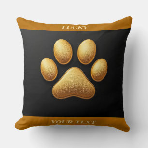 Golden Paw Print Design Stylish Pet Lover Gift Cushion