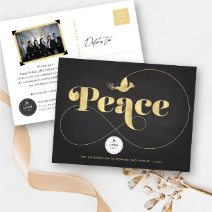 Golden Peace And Dove Stylish Typography Business Holiday Postcard