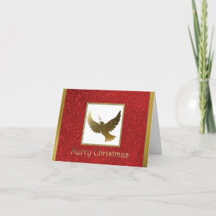 Golden Peace Dove Christmas Greeting Card