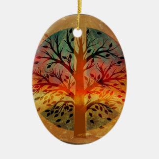 Golden Peace Sign Ceramic Tree Decoration