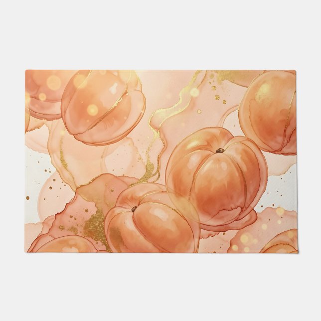 Golden Peach Watercolor Pattern Doormat (Front)