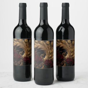 Golden Peacock Baroque Porcelain Pitcher  Wine Label