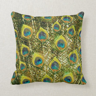 Golden Peacock Cushion