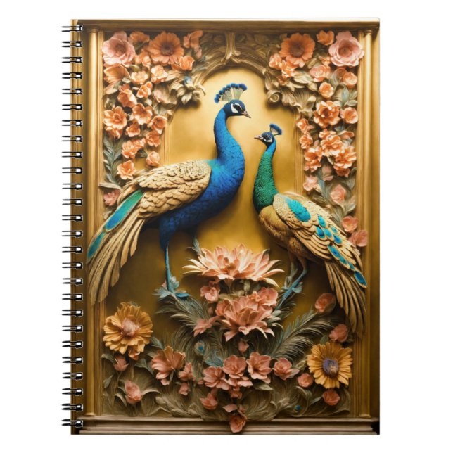 Golden Peacock Design Notebook (Front)