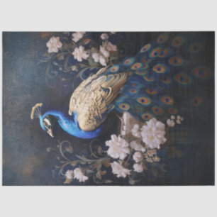 Golden Peacock Facing Left Decoupage Tissue Paper