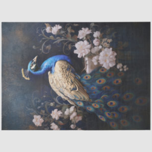 Golden Peacock Facing Right Decoupage Tissue Paper