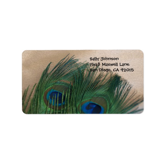 Golden Peacock Feathers Address Labels (Front)