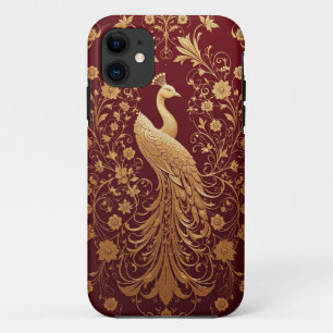 Golden Peacock Floral Red Elegant Luxury Style ✨ Case-Mate iPhone Case