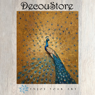 Golden Peacock – Klimt-Inspired Decoupage Tissue Paper