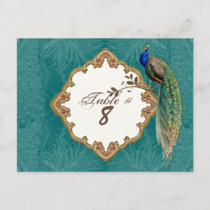 Golden Peacock & Swirls - Table Number Cards