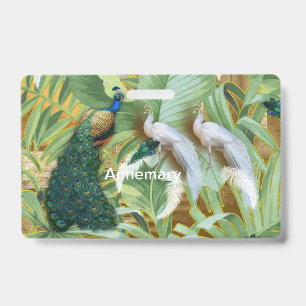 Golden Peacock Temple Dreams Cosmetic Bag ID Badge