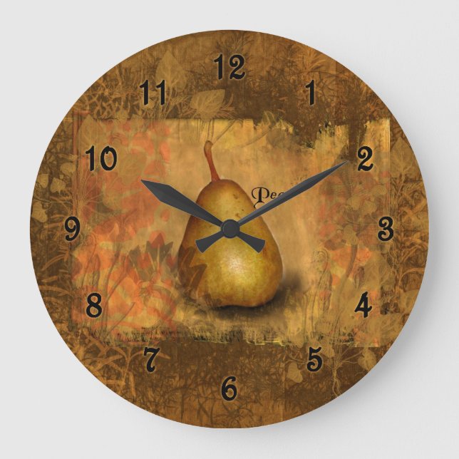 Golden Pear Botanical Large Clock (Front)