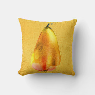 Golden Pear fruit art Cushion