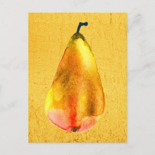 Golden Pear fruit art Postcard