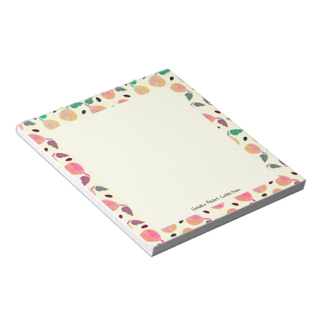 Golden Pears Collection Pink Notepad (Angled)