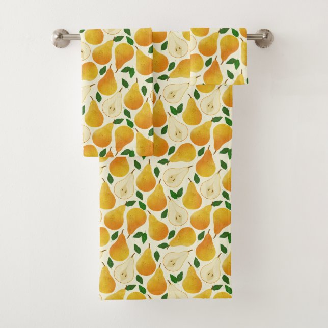 Golden Pears Pattern Bath Towel Set (Insitu)