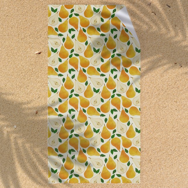 Golden Pears Pattern Beach Towel (Creator Uploaded)