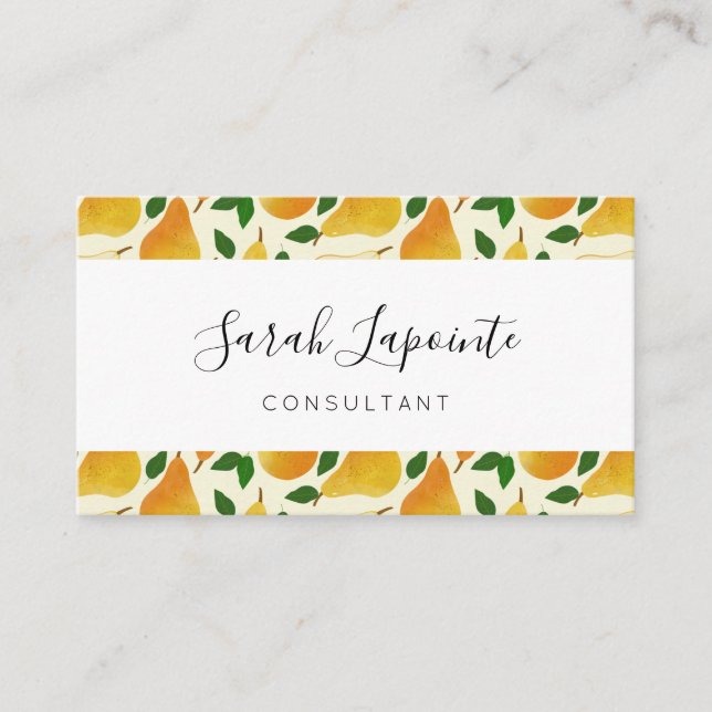 Golden Pears Pattern Business Card (Front)