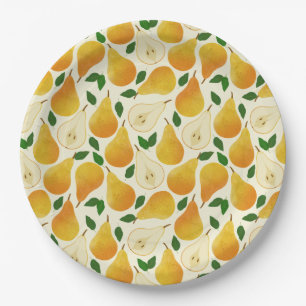 Golden Pears Pattern Paper Plate