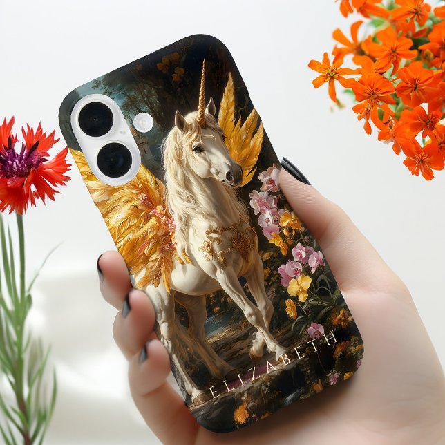 Golden Pegasus Floral Fantasy Fairy Horse Case-Mate iPhone Case (Creator Uploaded)