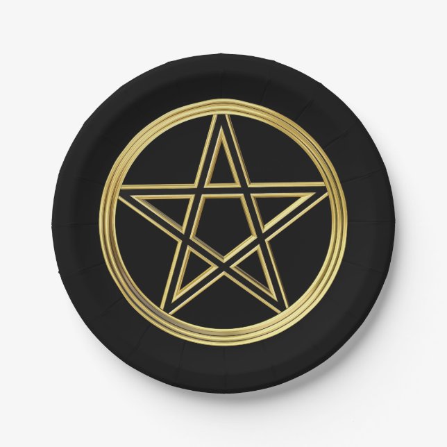 Golden pentagram paper plate (Front)