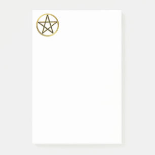 Golden pentagram post-it notes