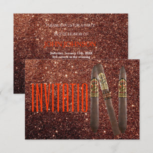 Golden Personalised Cigaro Invitation Glitter VIP