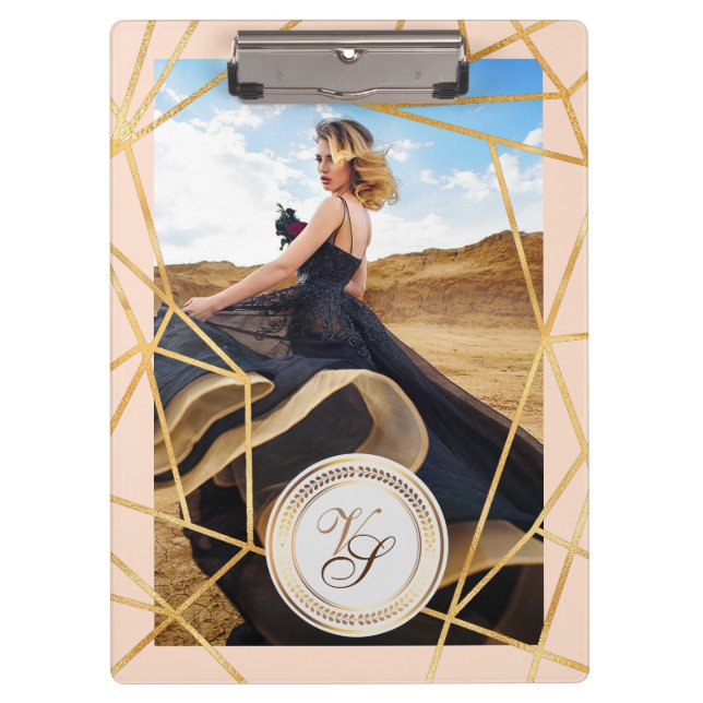 Golden Personalised Girl Fashion Modern Elegant Clipboard (Front)