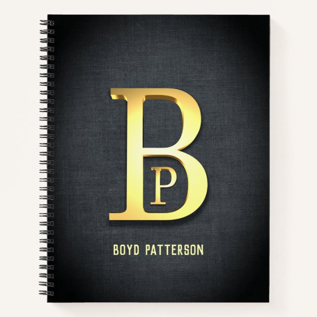 Golden Personalised Initials Notebook (Front)